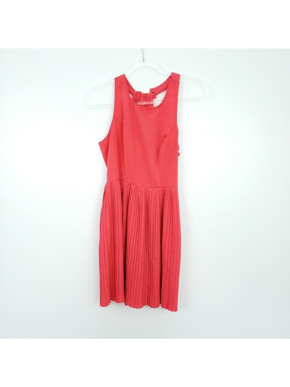 Peppermint Coral Lightweight Pleated Skirt Dress Fit and Flare Small Women